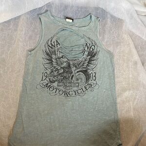 Harley-Davidson Teal Graphic Sleeveless Top